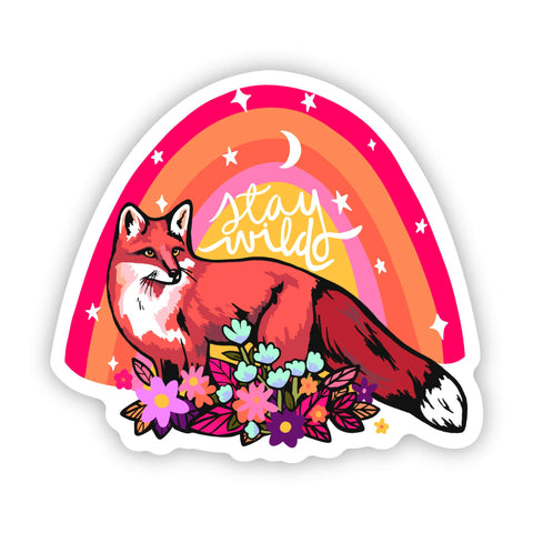 Big Moods - "Stay wild" fox rainbow sticker