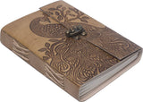 Peacock Embossed Leather Journal diary with 200 pages