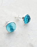 Sosie Designs - Sterling Silver Cushion Studs - Blue Topaz Quartz