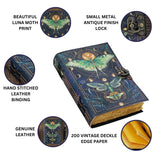Vintage Leather Journal Notebook with Luna moth Butterfly Print
