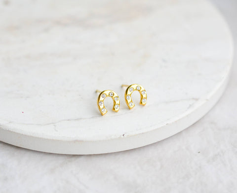 Sosie Designs - Gold Horseshoe Crystal Stud