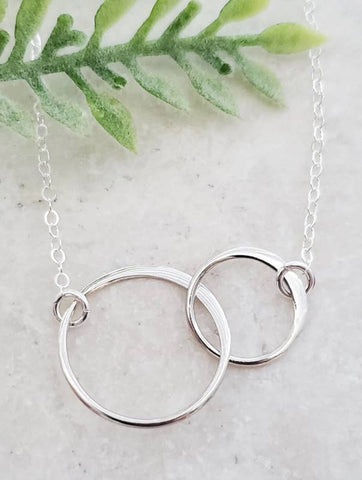 Sosie Designs - Two Intertwined Circle Sideways Necklace - Sterling Silver: 16"