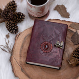 Leather Journal with Stone Dragon Embossed Travel Journal