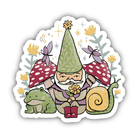 Green Elf and Frogs Fairytale Sticker and shipped with care from