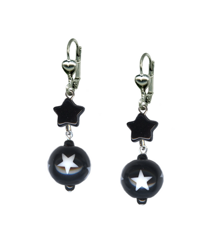 Classic Hardware - Star Drop Black Earrings