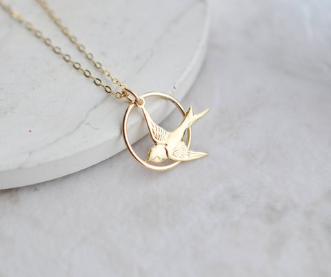 Sosie Designs - Gold Swallow Song Bird Necklace