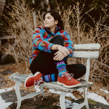 Solmate Socks - Raspberry Crew Socks | USA Made Sustainable Mismatched Socks: XL (Women 12+ / Men 11-14)
