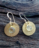Sosie Designs - #5120 Matte Gold Brushed Crystal Reflections Earring - Clear