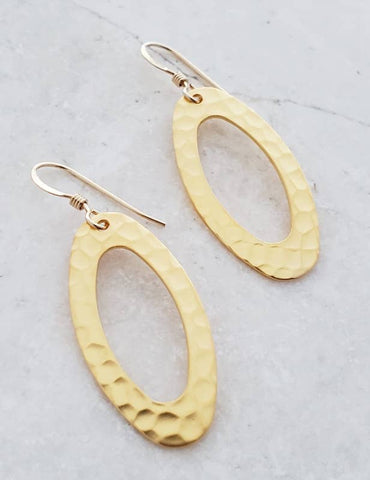 Sosie Designs - Gold Hammered Oval Earrings