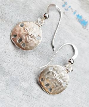 Sosie Designs - Silver Matte Sand Dollar Earrings