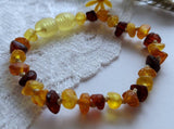 Amber Auksas - Raw Multi Baltic Amber Bracelet w/ Tag & Certificate ♥️ GIA: Four & a half inches