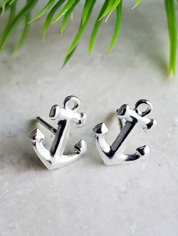Sosie Designs - #1901 Sterling Silver Anchor Studs (9x10mm)