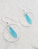 Sosie Designs - Silver Diamond Cut Eco Sea Glass Dagger Earrings - Autumn