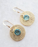 Sosie Designs - #5121 Matte Gold Brushed Crystal Reflections Earring - Aqua