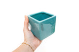 Air Plant Shop - CLEARANCE PRICE: Ceramic Cube Container - Choose Your Color: Sky Blue