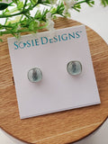 Sosie Designs - Sterling Silver Cushion Studs - Sea Foam Chalcedony
