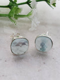 Sosie Designs - Sterling Silver Cushion Studs - Sea Foam Chalcedony