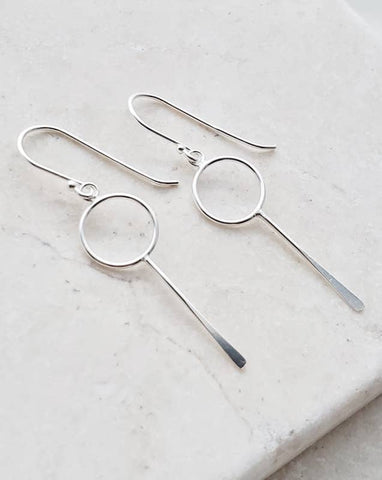 Sosie Designs - Silver Circle Paddle Earrings