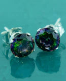 Sosie Designs - #1950-2 Silver CZ Round Studs Earrings - Mystic