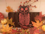 Halloween Black and Orange Owl on Branch Wood Cutout: 8x5