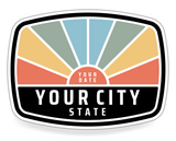 Mad River - Your Custom State Sticker, Retro Sunburst / Decal