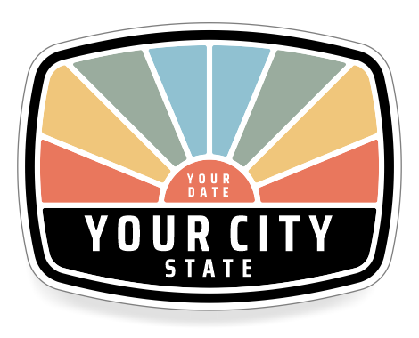 Mad River - Your Custom State Sticker, Retro Sunburst / Decal