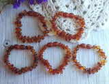Amber Auksas - Raw Cognac Baltic Amber Bracelets w/ Tag & Certificate GIA: On Green Cord
