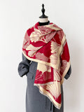 Winding River - Red / Cream Large Ginkgo Wrap