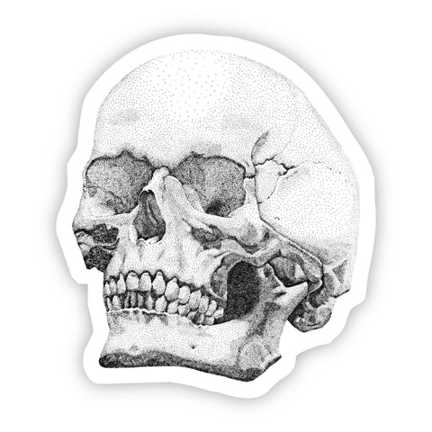 Skull Sticker (Black and White) Made in the U.S.A. • High quality and durable vinyl, indoor and outdoor use • Waterproof and weatherproof