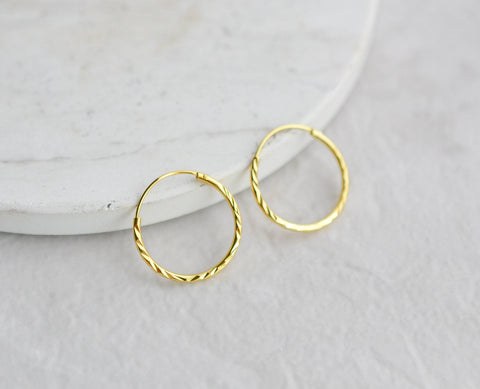 Sosie Designs - Gold over Sterling Silver Diamond Cut Endless Hoops - 16mm