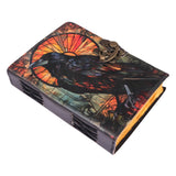 Leather Journal Blank Vintage Notebook with Crow UV Print