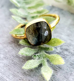 Sosie Designs - Labradorite Cushion Ring: 7
