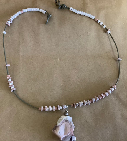 Pink Botswana Agate Necklace by Deb