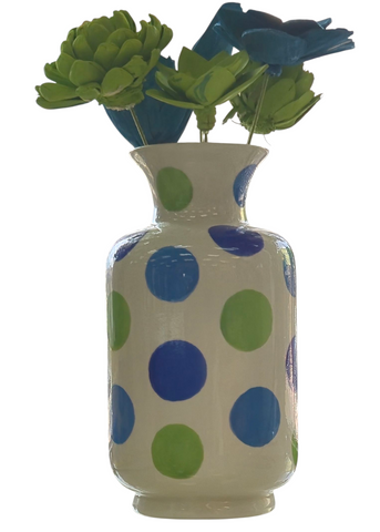 Hand Painted Wooden Flowers in Vintage Vase by local artist Kellee