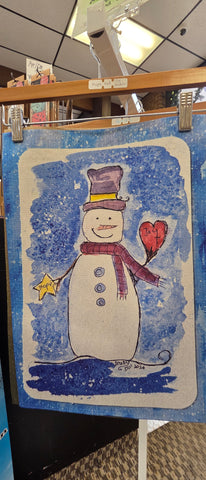 Garden Flag Hope and Joy Snowman by Druzy Dill Art