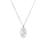 Birth Flower Collection - Silver Rose Oval Necklace (June)