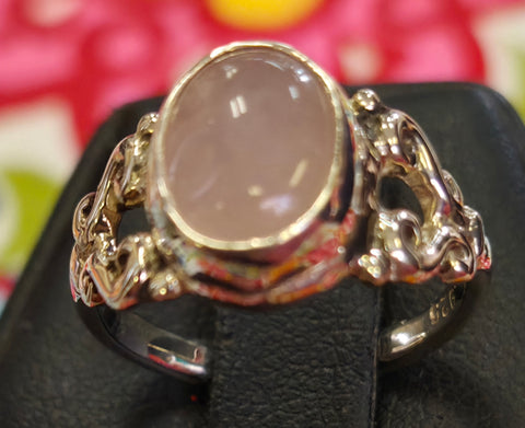 MG S/S R145 Rose Quartz    size 7.25 Ring