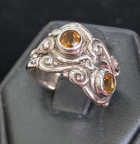 MG S/S R164 Citrine ring Size 7