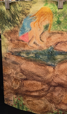 Garden Flag “Little Girl Playing in the Pond” by Druzy Dill Art