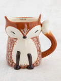 Fox Cup of Cozy Cup by Natural Life.Brown with a small floral design in beige.