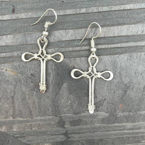 Anju Jewelry - Silver Plated Earrings - Smaller Size Pointed Cross