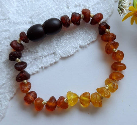 Amber Auksas - Raw Reverse Ombre Baltic Amber Bracelet w/ Tag & Cert ♥️ GIA: Five & one quarter inches