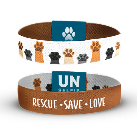 Unselfie - Rescue Save Love Paws Up Band. Large