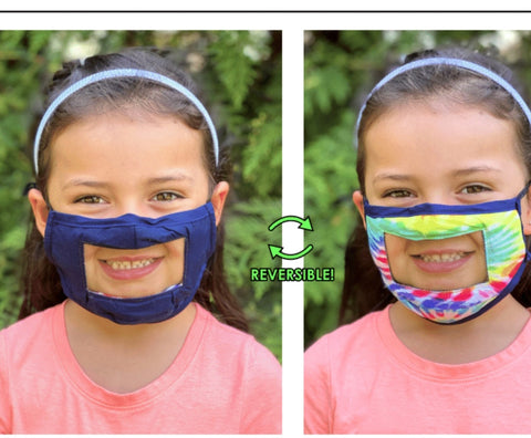 Kids reversible Smile (clear panel) mask