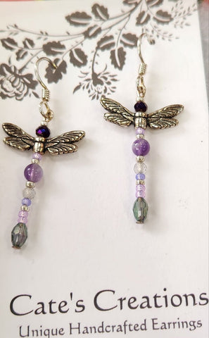 Handcrafted Beaded Dragonfly Earrings by Caitlin