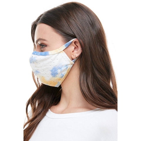 USA made Fashion soft blue pastel tie dye reusable mask