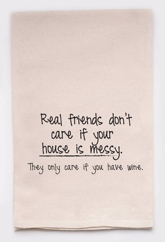 ellembee gift - Real Friends Love Wine Kitchen Tea Towels