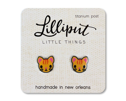 Lilliput Little Things - NEW Cute Kitty Cat Earrings Orange