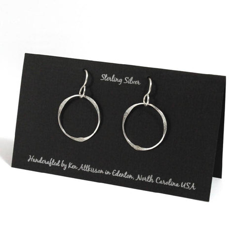 Ken’s handcrafted jewelry - Sterling Silver Earrings Medium Circle