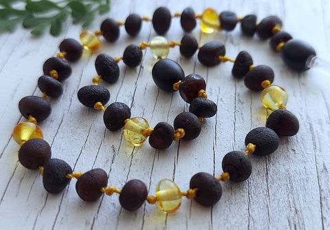 Amber Auksas - Raw Rounded Black Baltic Amber Necklace w/ Tag Cert GIA ♥️